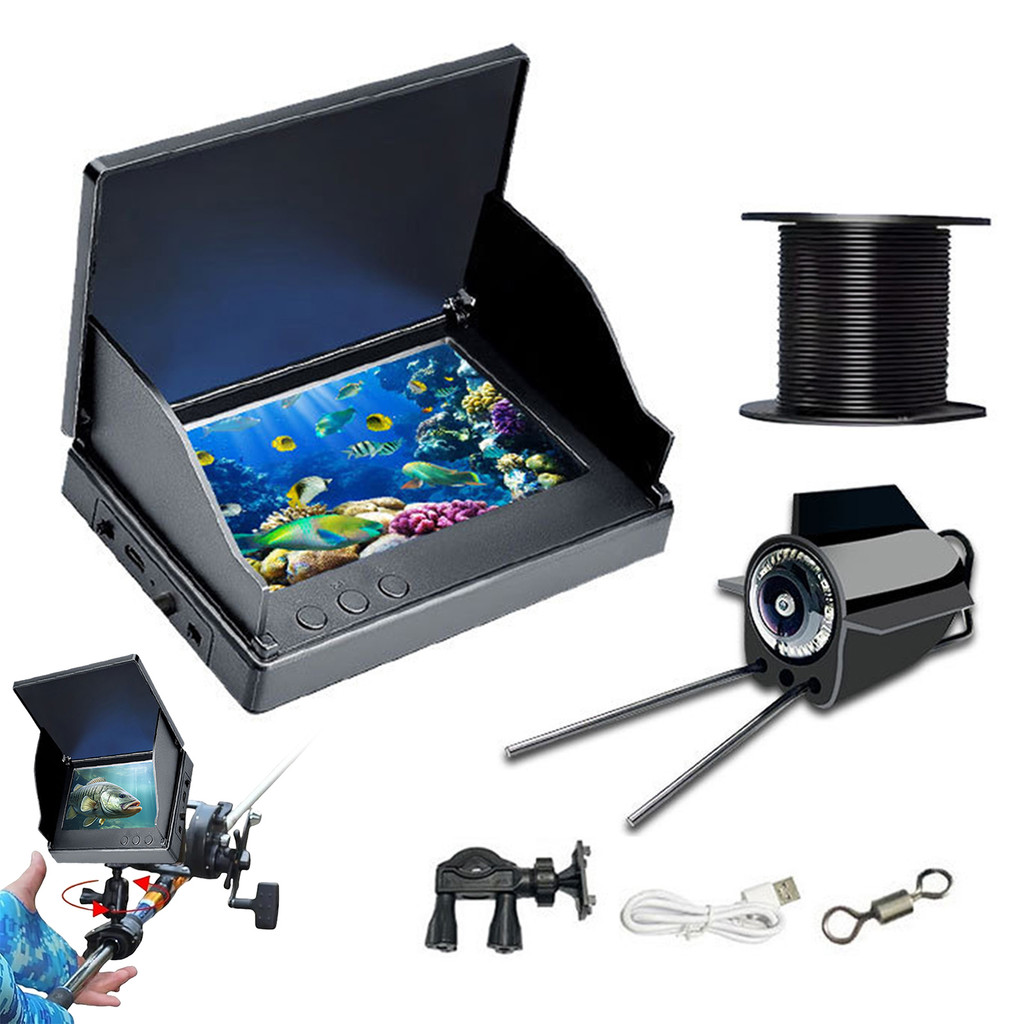 Dar- กล้องตกปลาใต้น้ํา หน้าจอ 4.3 นิ้ว Fish Finder พร้อม Night Vision 220 องศามุมกว้าง IP68 กันน้ํา High Clarity Lake เรือ Kayak ตกปลา Viewer