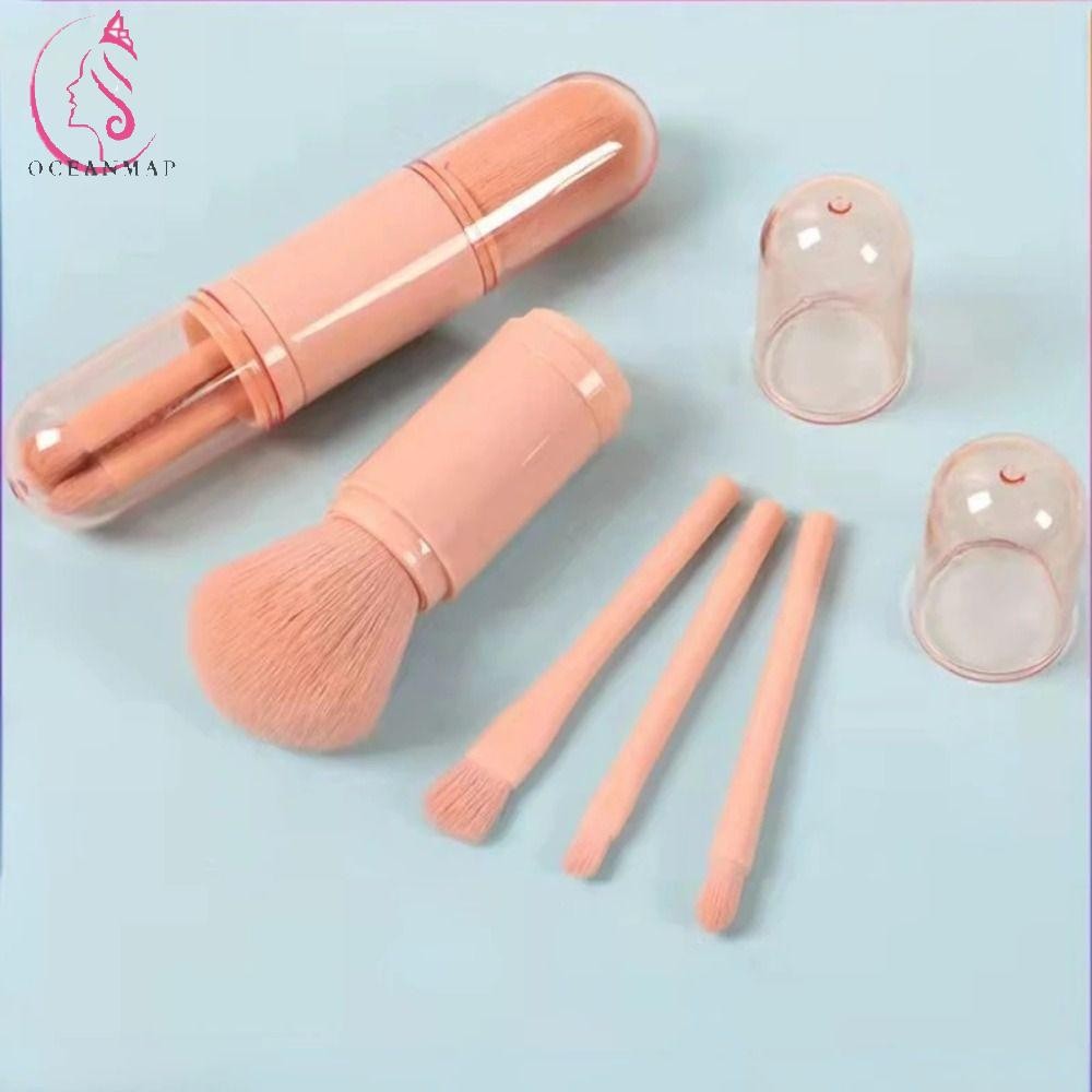 มหาสมุทรมาป ชุดแปรงแต่งหน้าขนาดเล็ก,4 ใน 1กล้องส่องทางไกลคิ้วอายไลเนอร์แปรง,แบบพกพา โมรันดี สีแปรงแป้งฝุ่นเปิดหน้าต่างเดินทางชุดแปรงแต่งหน้าผู