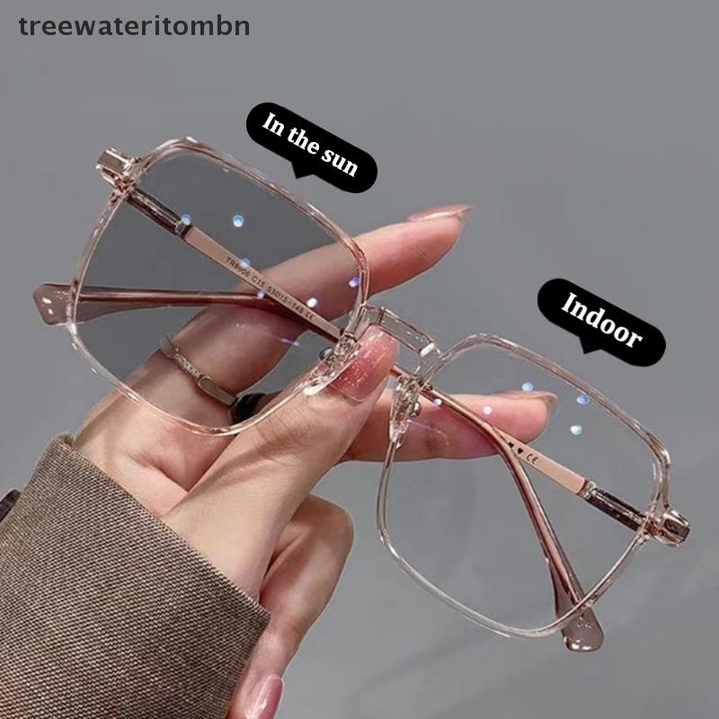 Tt ใหม่ Photochromic แว่นตา Anti Blue แว่นตาผู้ชายผู้หญิงเปลี่ยนสีแว่นตา Anti UV แว่นตากันแดดสแควร์กรอบแว่นตา mbn