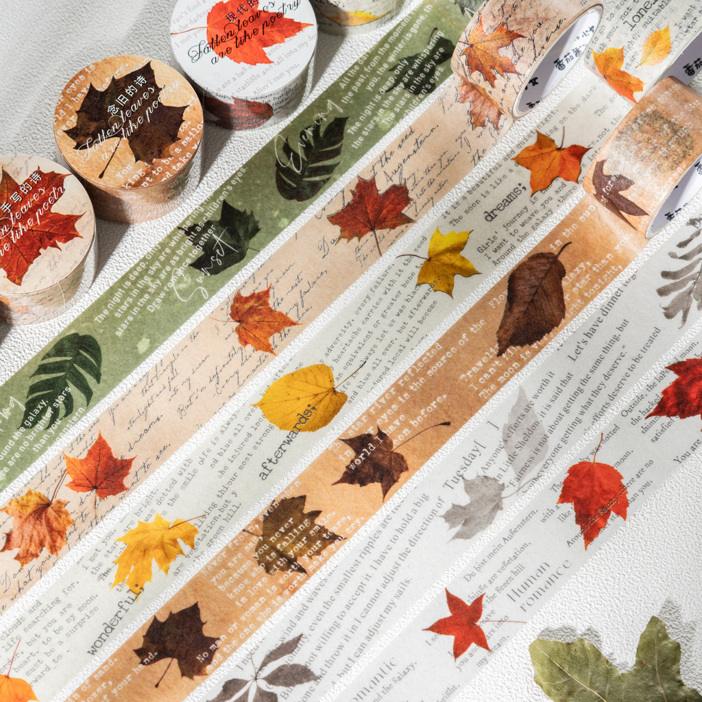 ฤดูใบไม้ร่วง Washi เทปชุดสําหรับ Bullet Journaling DIY หัตถกรรม Scrapbooking ห่อของขวัญที่มีสีสันฤดูใบไม้ร่วงตกแต่งเทป Maple ใบ Washi เทป