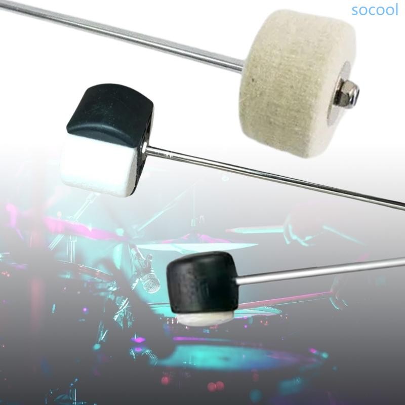 Soc* Felt Plastic Beaters Head Fit Bass Drum Pedal Beaters Replacement Antislip