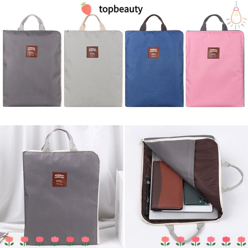 Topbeauty A4 โฟลเดอร์แฟ้มโรงเรียนอุปกรณ์สํานักงานออแกไนเซอร์ซิปกระเป๋าเอกสารธุรกิจ