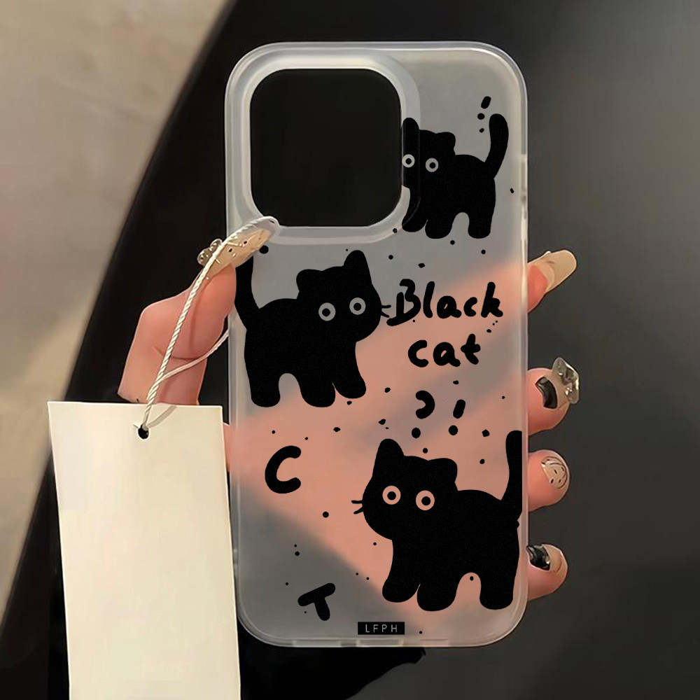 เคสแมวน่ารัก For iPhone 11 12 13 14 15 16 Pro Max 14 15 Plus เคสแบบ อ่อนนุ่ม กันกระแทก เคสใสไอโฟน เคส เนื้อแมท