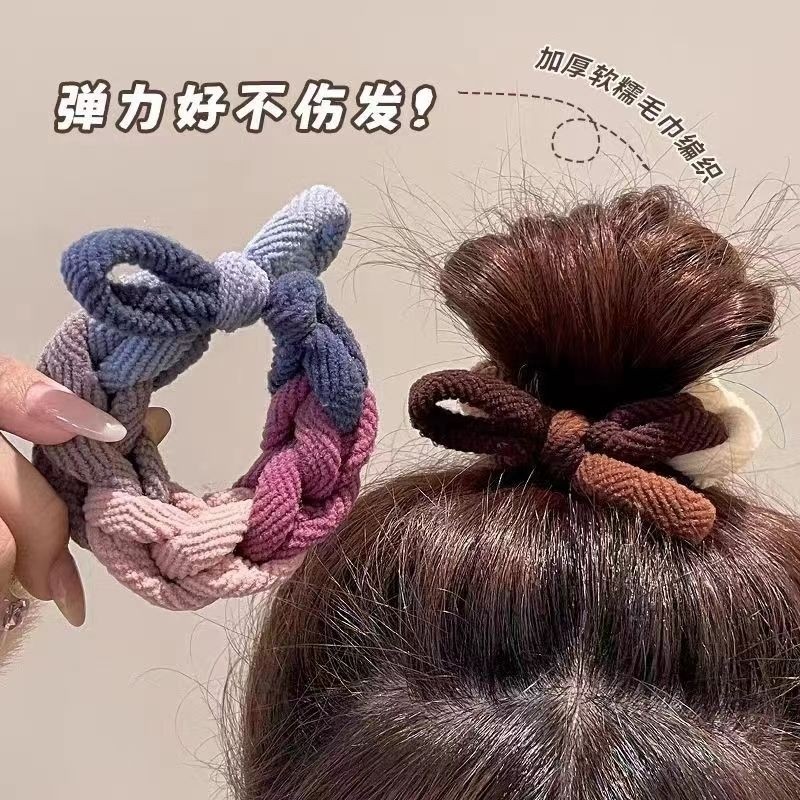ยางรัดผมถักเส้นใหญ่ มีให้เลือก 2 สี พร้อมส่งจากไทย