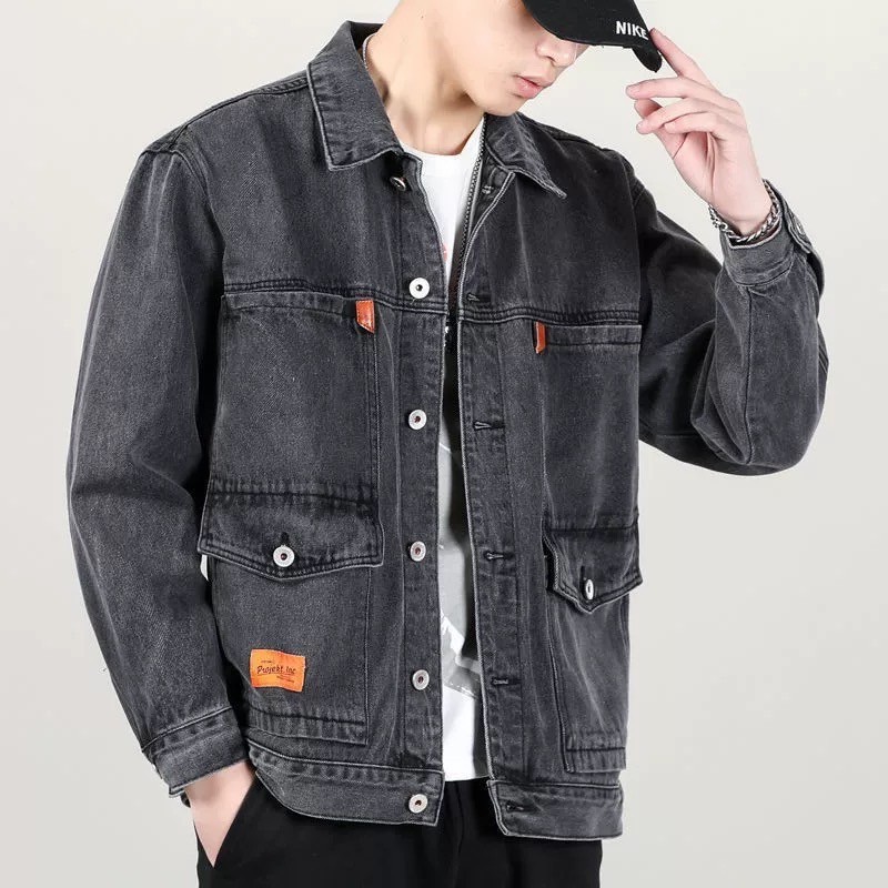 MNO.9 Jacket Jeans 8008 เสื้อยีนส์ชาย แจ็คเก็ตยีนส์ เสื้อยีนส์แขนยาว เสื้อเชิ๊ตชาย เสื้อกันหนาว  เทา ดำ และยีนส์