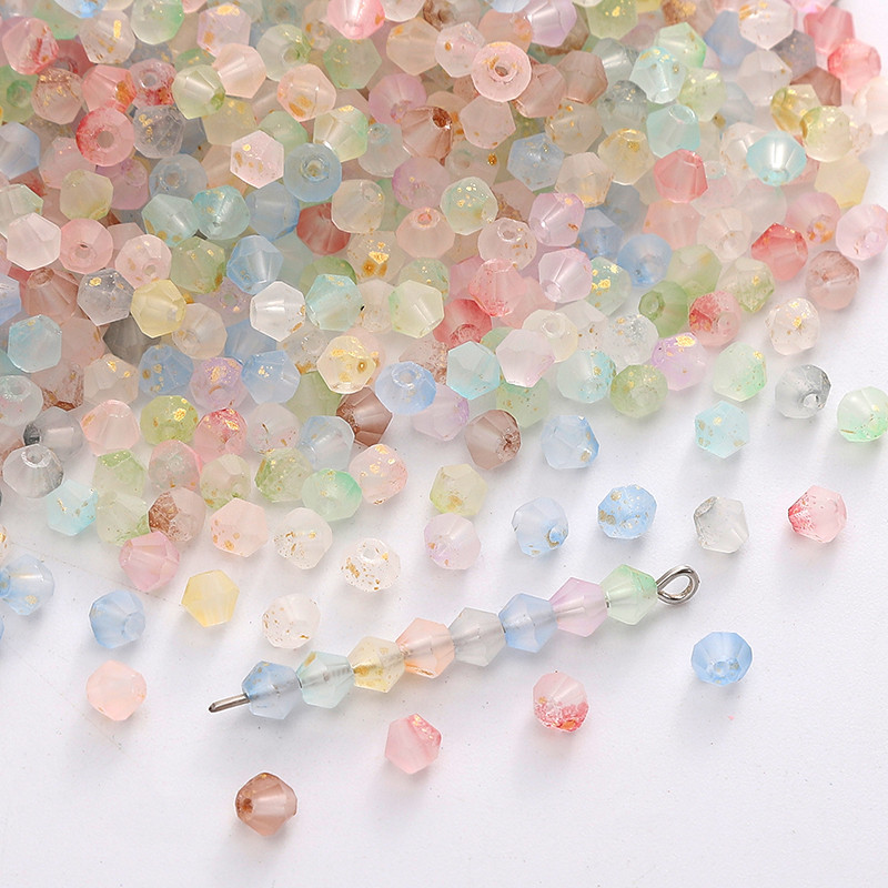 [4 มม.] Frosted ชี้ลูกปัดแฟลชทองข้าวลูกปัดแก้วเมล็ดลูกปัดสําหรับ DIY เครื่องประดับสร้อยข้อมือแหวน DIY Charm อุปกรณ์เสริม