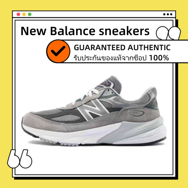ของแท้ 100% NEW BALANCE 990 NB990 V6 M990GL6 Gray Unisex รองเท้าผ้าใบสำหรับผู้ชาย และผู้หญิง