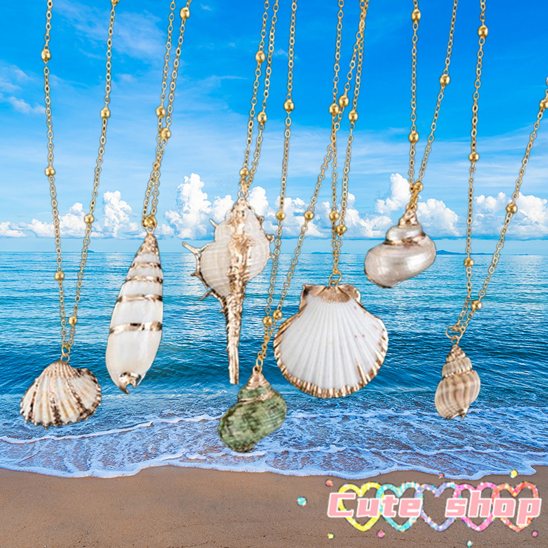 สร้อยคอ จี้หอยสังข์ ไปทะเล มีให้เลือกหลากหลายสไตล์ ปรับความยาวได้ ไม่ซีดจาง พร้อมส่งในไทย