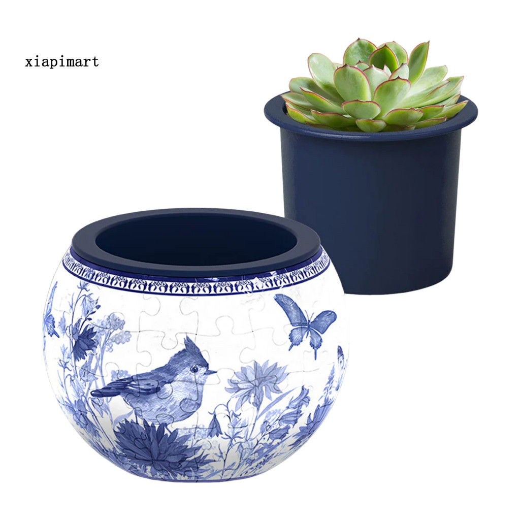 {xiapimart} 3d Puzzle Planter Safe 3d Puzzle Pot Creative Diy 3d Puzzle Succulent Planter สําหรับตกแ