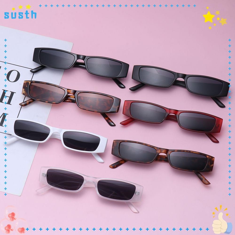 SUSTH แว่นกันแดดทรงสี่เหลี่ยมผืนผ้า กรอบเล็ก สำหรับสตรี แฟชั่น UV400