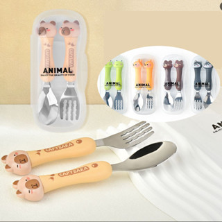 ชุดช้อนส้อมเด็ก ฝึกคีบ พร้อมกล่องพกพาสะดวก สำหรับเด็ก ฝึกหัด…