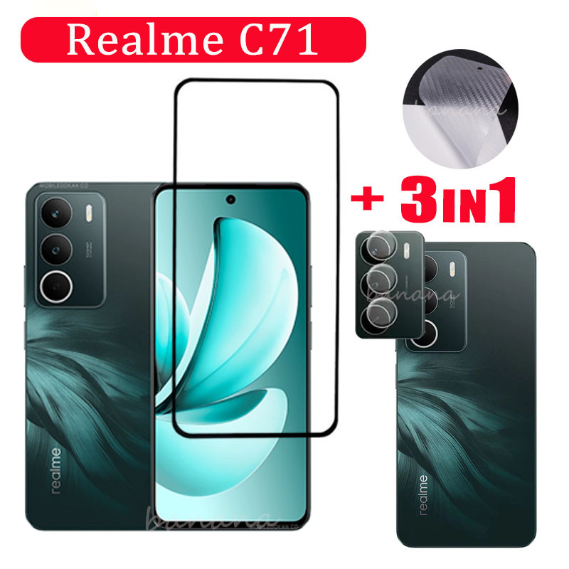 สําหรับ Infinix Realme C71 กระจกนิรภัยป้องกันหน้าจอ Realme C73 C75 C75X ฟิล์มเลนส์กล้อง + ฟิล์มด้านห