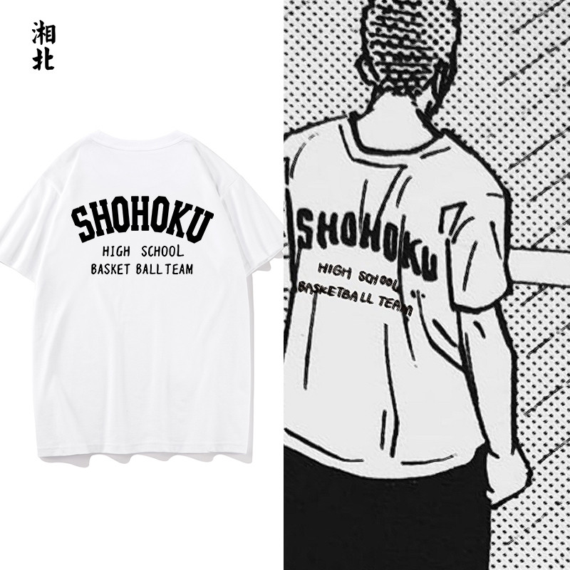 เสื้อยืดแขนสั้น SLAM DUNK Sakuragi Flower Road SHOHOKU จากอะนิเมะ การ์ตูนพิมพ์บนผ้าฝ้ายแท้
