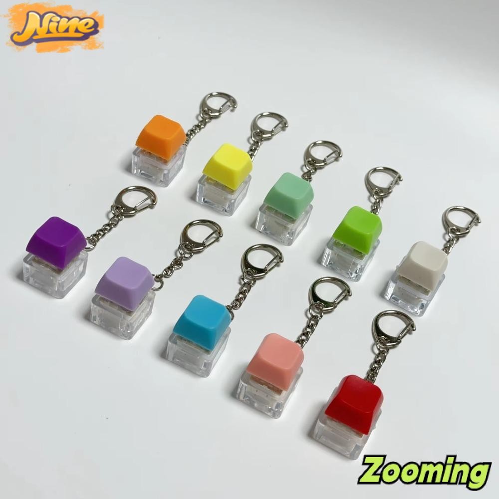 ZOOMING พวงกุญแจ Fidget, ปุ่มปุ่มกดคีย์บอร์ดนิ้ว, ความเครียดคีย์บอร์ด DIY พร้อมของเล่นคลิกแสง