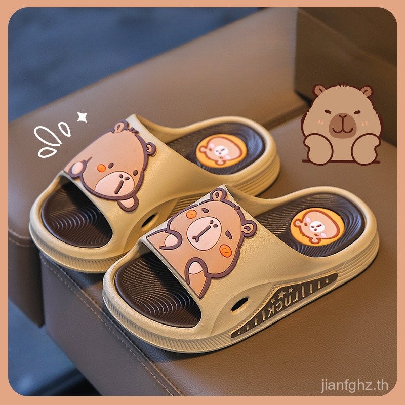 รองเท้าแตะกันลื่นสําหรับเด็กฤดูร้อน, ชายหญิงการ์ตูนน่ารักในร่มรองเท้า Kapibara Soft-Soled