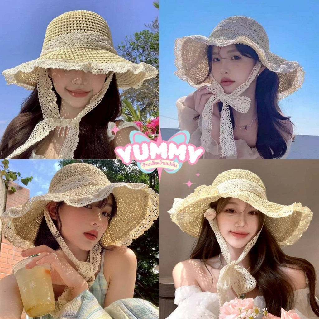 🎀Yummy Shop🎀พร้อมส่ง (MK-16) หมวกยักเก็ต แบบถัก สไตล์เกาหลี มินิมอลน่ารักมาก