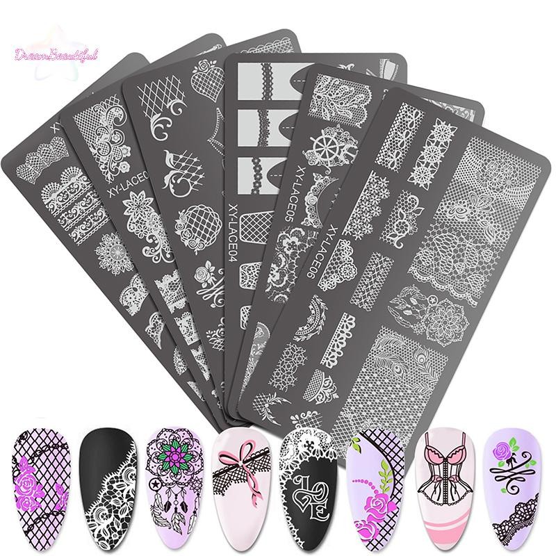 <DBFl-t> สี่เหลี่ยมผืนผ้าเหล็กเล็บปั๊มแผ่น Transfer Lace Template ภาพแผ่น Nais การพิมพ์เครื่องมือใหม่