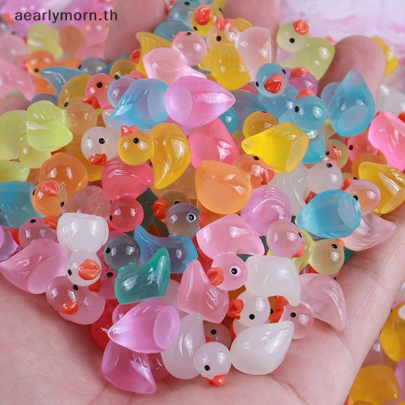 AA 50 ชิ้นเรซิ่นเป็ด Miniature Figurines เครื่องประดับขนาดเล็กน่ารัก Luminous เป็ดสวนภูมิทัศน์พืชหัตถกรรมตกแต่ง TH