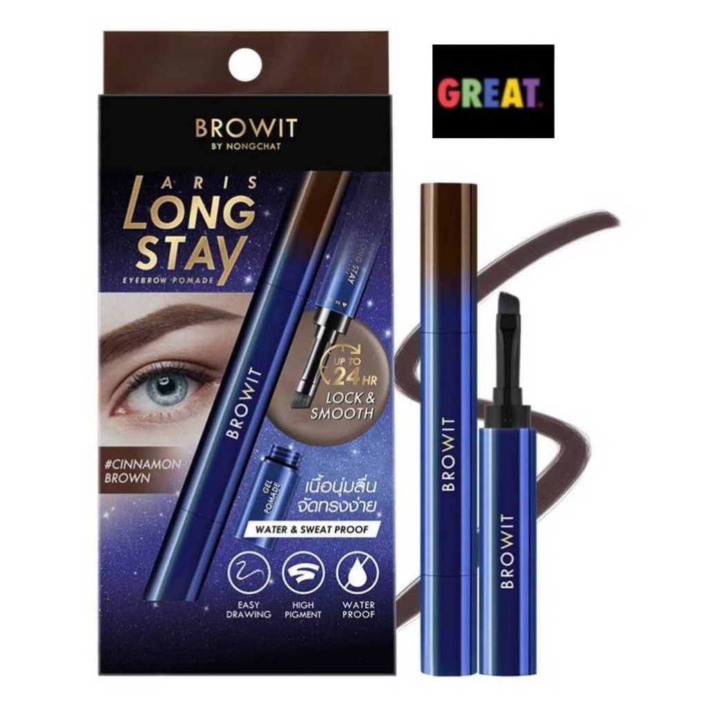 เจลเขียนคิ้ว บราวอิท น้องฉัตร อริส ลอง สเตย์ กันน้ำ สีชัด ติดทน Browit By Nongchat Aris Long Stay Eyebrow Pomade 1.6 g.