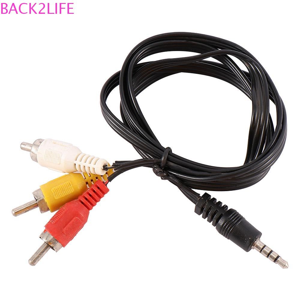 Back2life สายวิดีโอ RCA ชาย 1M ปลั๊กแปลงอะแดปเตอร์ 3.5 มม.แจ็ค RCA 3 RCA AV