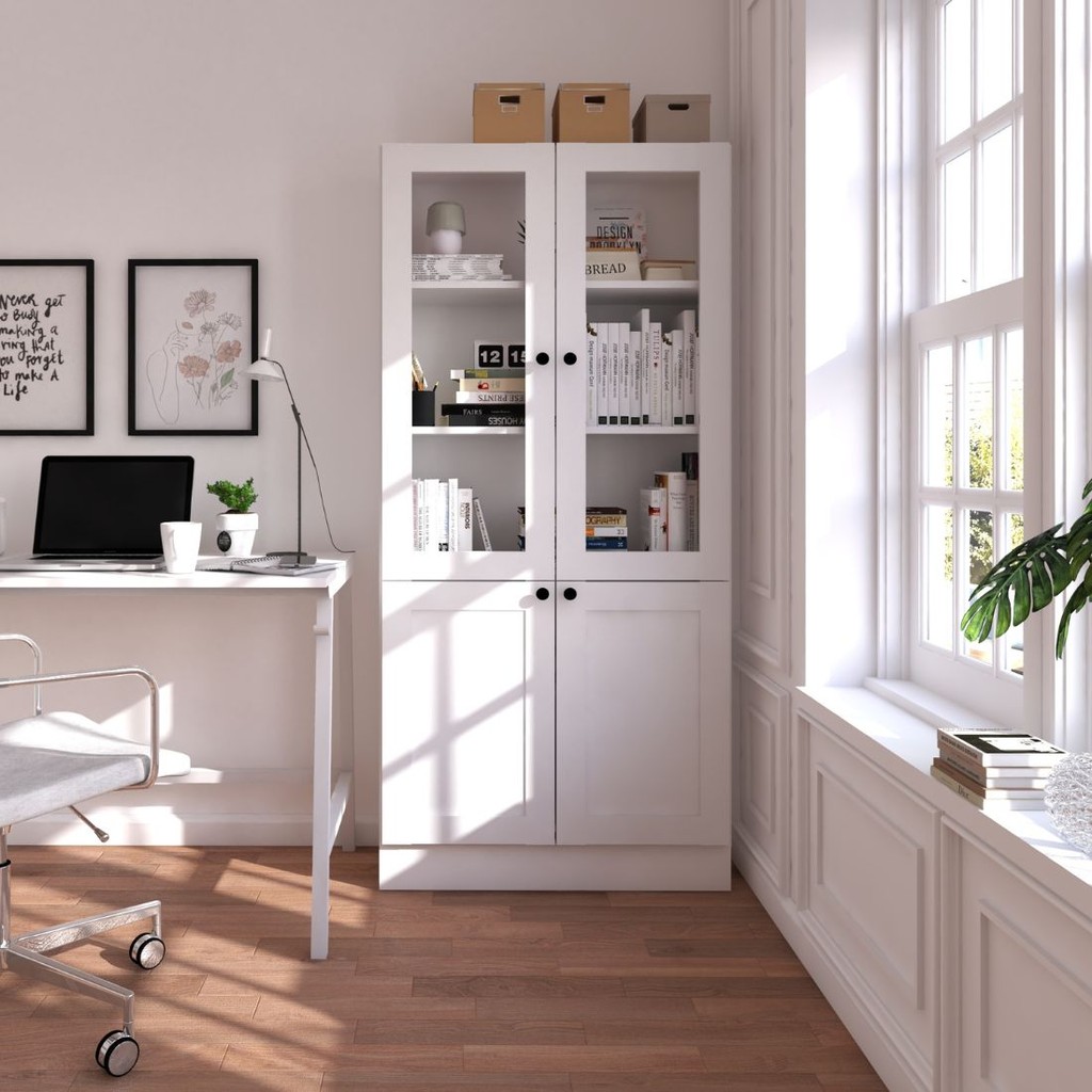 Koncept Furniture ตู้หนังสือ ขนาด 80. รุ่น Contini Plus สีขาว (80x45x180 ซม.) แบรนด์ KONCEPT FURNITURE