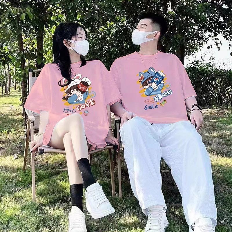 ❤️Happy Valentine’s Day❤️เสื้อยืดคู่รัก ผ้าคอตตอน 100% พิมพ์ลายความรัก แขนสั้น ใส่สบาย คุณภาพดี#oversize T-shirt