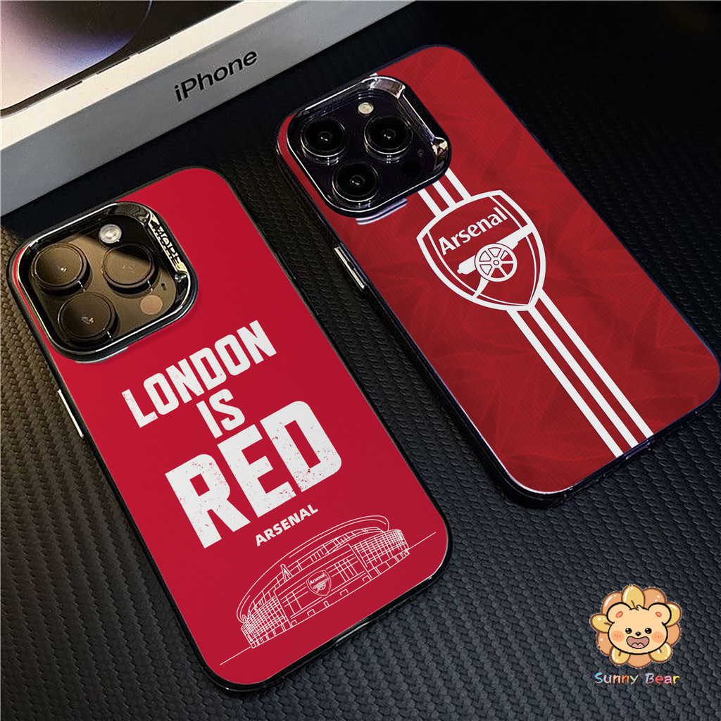 เคสไอโฟนiPhone 16 Pro Maxอาร์เซนอล ฟุตบอลคลับSimple สีทึบ Frosted Electroplate เลนส์ป้องกันเคสโทรศัพท์สําหรับ iPhone 16 Pro Max 15 11 7plus 14 12 13 7 8 Plus XR XS