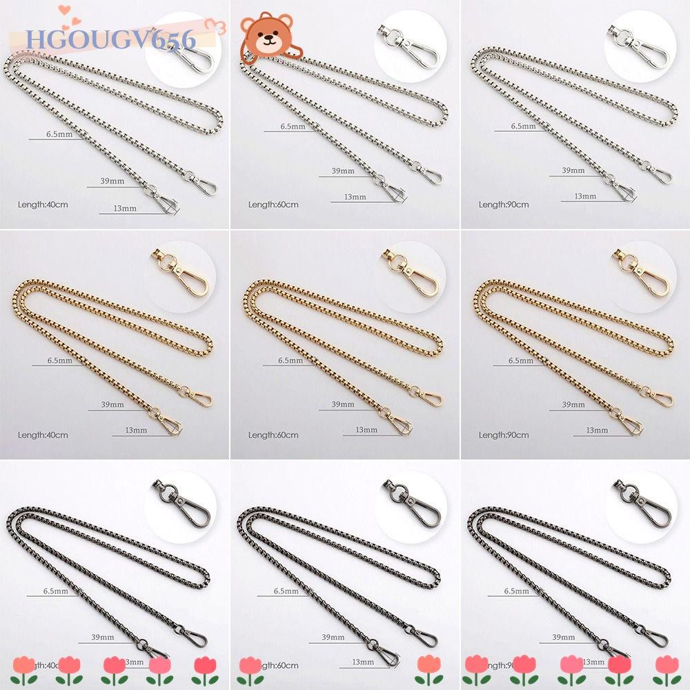 Hgougv656 กระเป๋าสะพายไหล่สายคล้องคุณภาพสูงกระเป๋าสะพายสายรัดโซ่โลหะเข็มขัดยาวลูกปัดโซ่