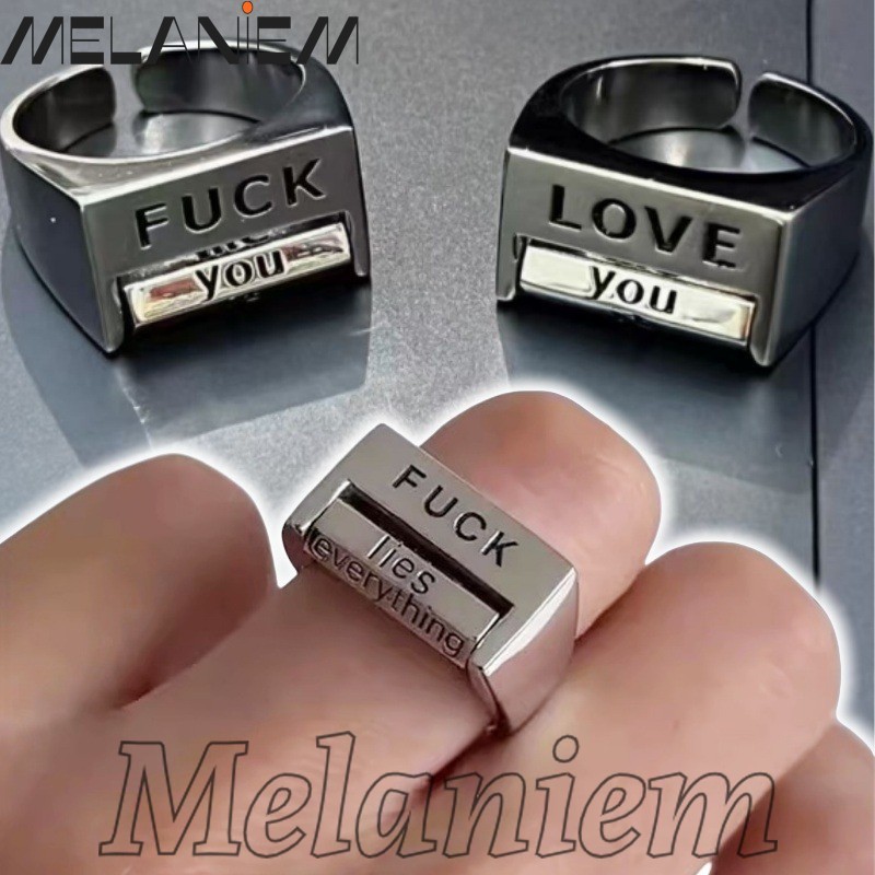 Oppose/love Everything Ring - Creative, Funny, Open Adjustable - Change Mood Decompression Ring - Jewelry Accessories - วงแหวนนิ้วควบคุมอารมณ์หมุน