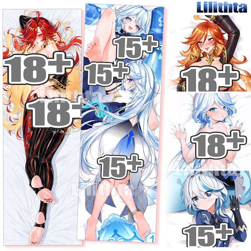 Dakimakura ปลอกหมอน Genshin Impact Kamisato Furina และ Mavuika เกมอะนิเมะ Body-pillow ฝาครอบการ์ตูน Custom Made Body โยน
