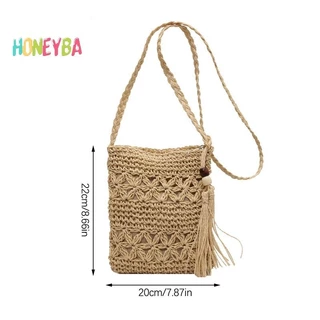 <Honeyba>ผู้หญิงMessengerกระเป๋าSelทอไหล่Crossbodyกระเป๋าสบายๆชายหาดฟางกระเป๋าผู้หญิงBolsa Feminina Nice