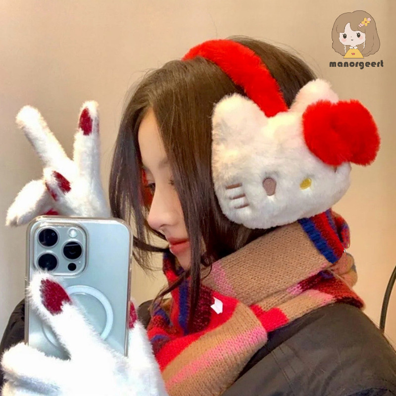 [LO] Winter Cartoon Cat Cute Warm Cold And Cold Protection Cycling Plush Earmuffs TH