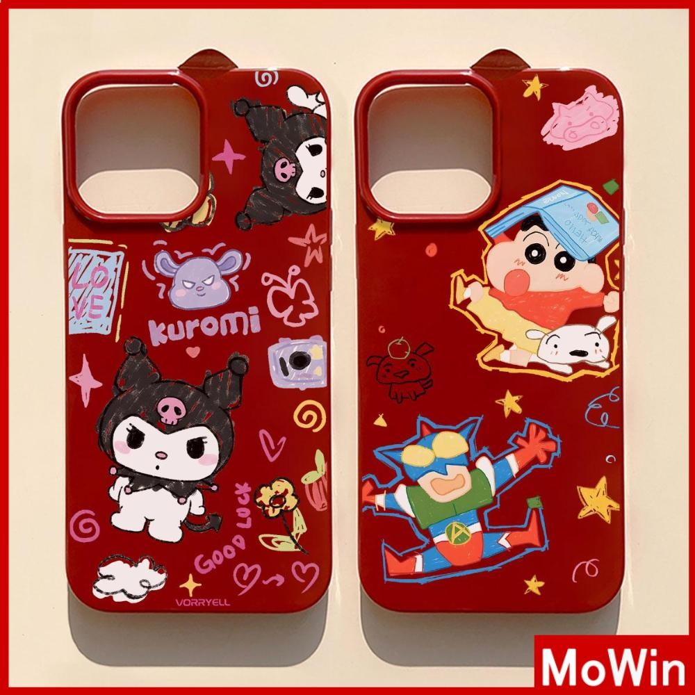 Mowin - เคส iPhone 16 Pro max สีแดง เคส TPU นิ่มเงา กันกระแทก ป้องกันกล้อง ตัวการ์ตูนน่ารัก Compatible With iPhone15 14 13 12 Pro Max 11 XR XS Max 7 8Plus