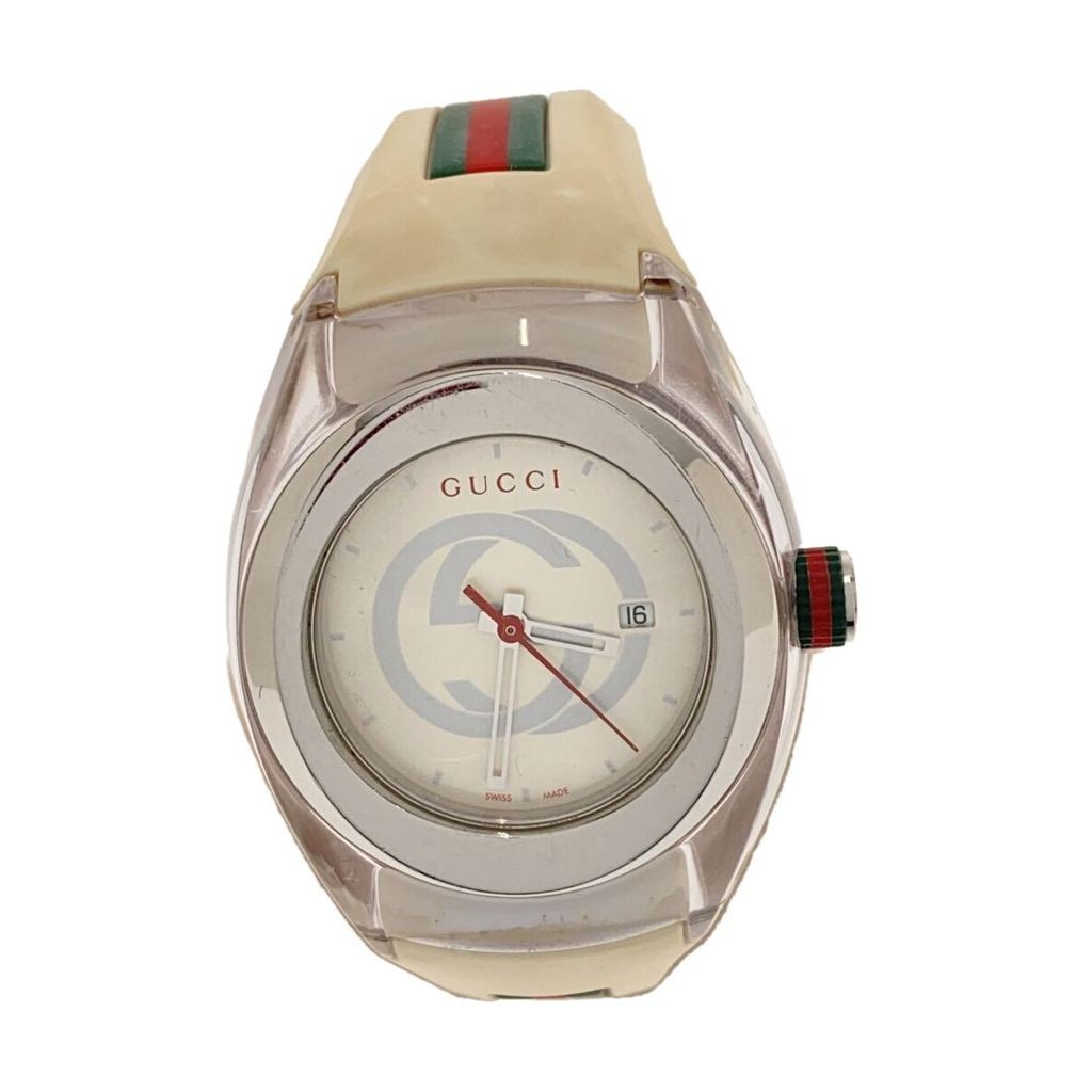 Gucci นาฬิกาผู้หญิง Quartz Analog Glover SLV WHT 137.3 Sync Shelly Line Strap Stained ส่งตรงจากญี่ปุ