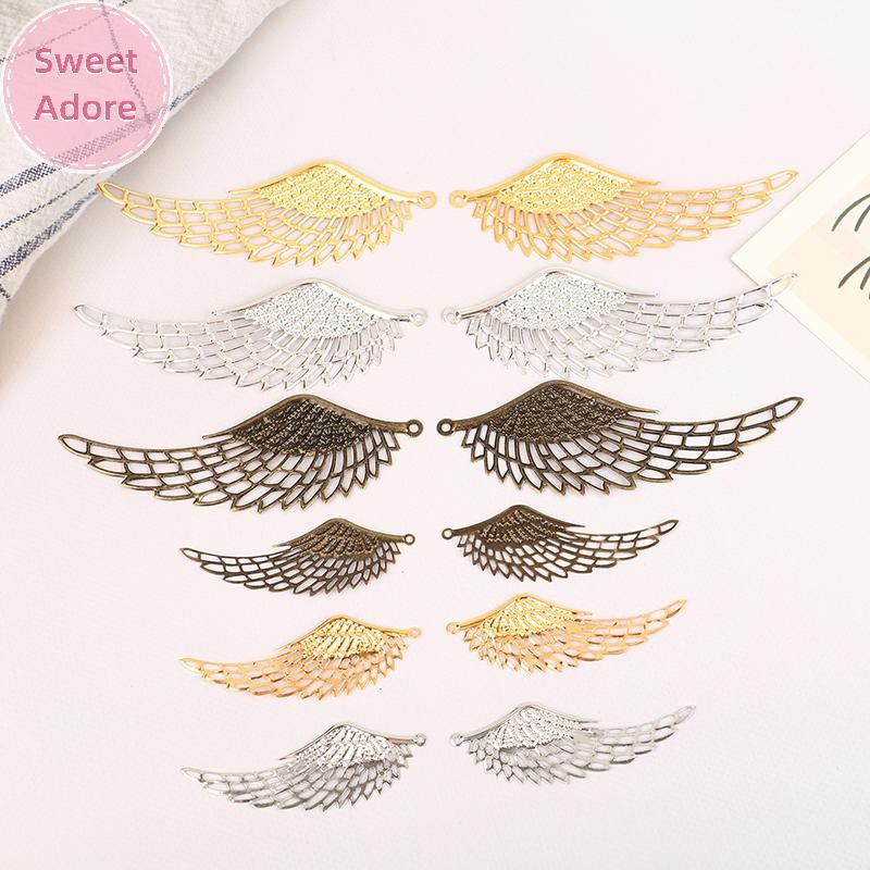 SweetAdore 10 ชิ้นสีทอง/เงิน/Bronze Filigree Wraps Angel จี้โลหะหัตถกรรมสําหรับ DIY Headwear เครื่องประดับทําอุปกรณ์เสริม TH