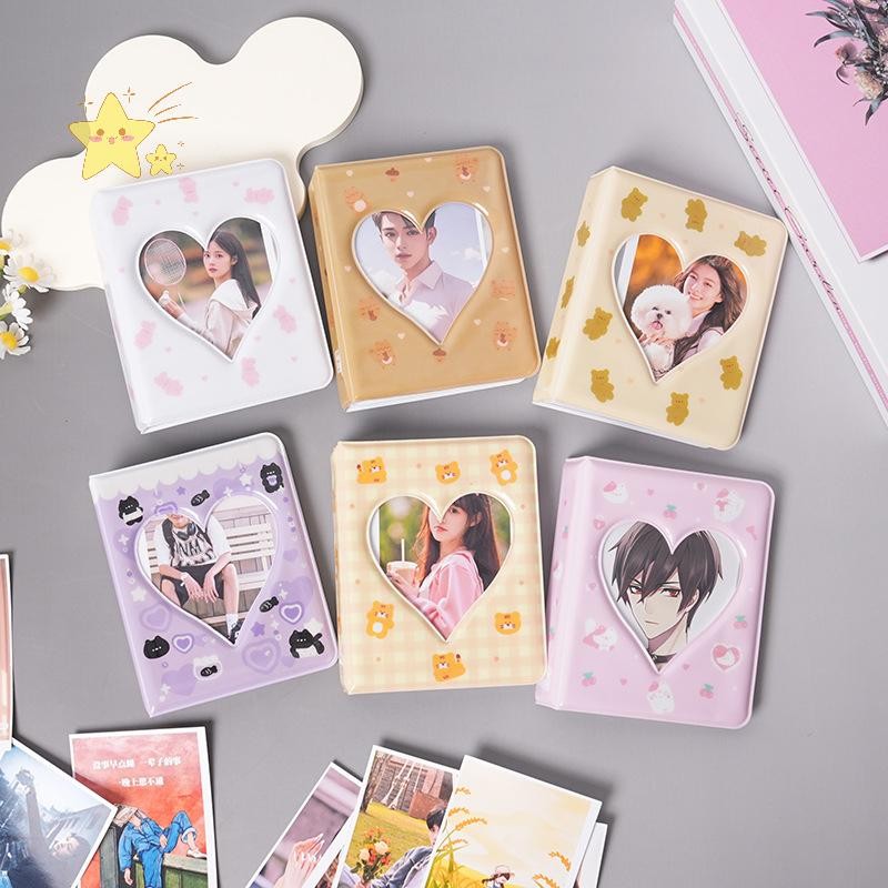 [JBTH] 36 การ์ด Kpop Card Binder ชื่อการ์ดหนังสือ Photocard ผู้ถือหมีน่ารักอัลบั้มรูป 3 นิ้ว Love Heart Hollow รูปภาพกรณี [JB]