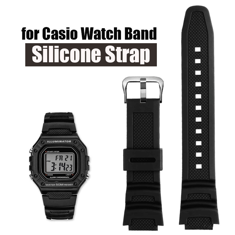 เรซิ่นสายนาฬิกาซิลิโคนสําหรับนาฬิกา Casio SGW-300 SGW-300H/400/500 AE1200 AE1100 MRW-200 W218H ยางสายกีฬา