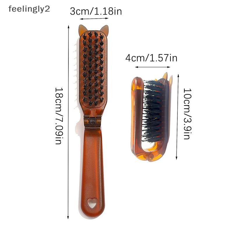{HotJan} หูหมูป่าขนแปรงแปรงผม Amber พับแบบพกพาหวีกระเป๋าพับ Travel นวดเครื่องมือจัดแต่งทรงผม Salon ผู้หญิงของขวัญใหม่ {th} - รูปที่ 3