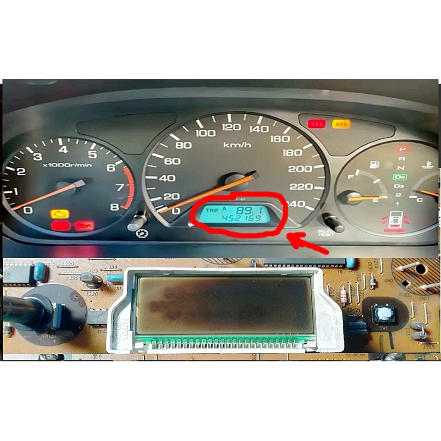 ชุดซ่อมเรือนไมล์เรือนไมล์Honda Accord 1998 รุ่นงูเห่า   อาการจอดิจิตอลไหม้จาง