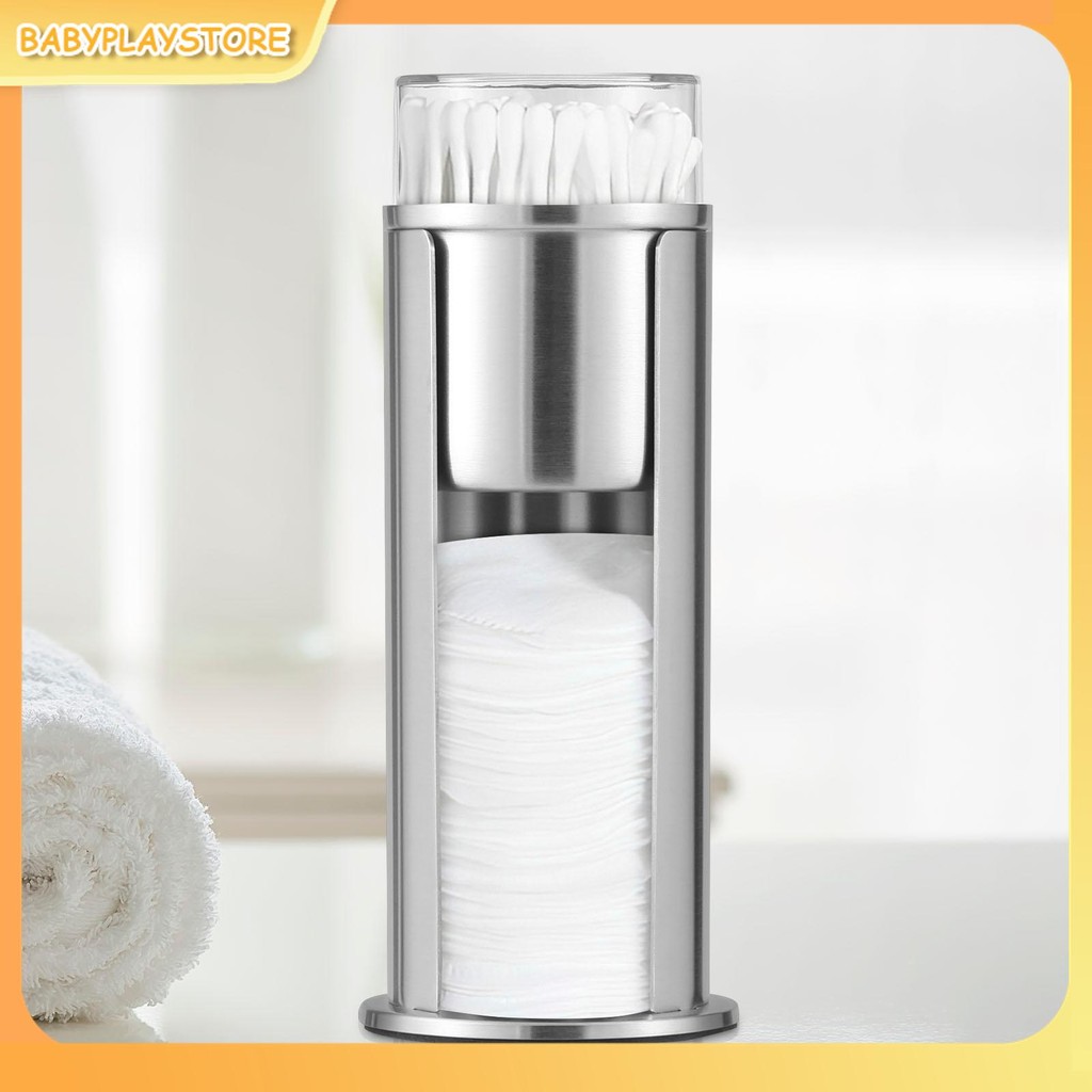 แต่งหน้า Qtip Pad Dispenser Cotton Bud Holder สแตนเลส Cotton Bud Organizer SHOPQJC8116
