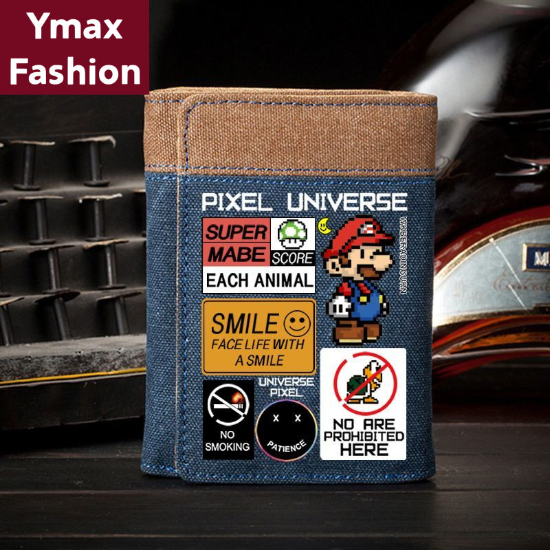 YMAX Super Mario Wallet กระเป๋าใส่เหรียญผู้ชาย ลด 30% Denim Student เปลี่ยนทนทาน