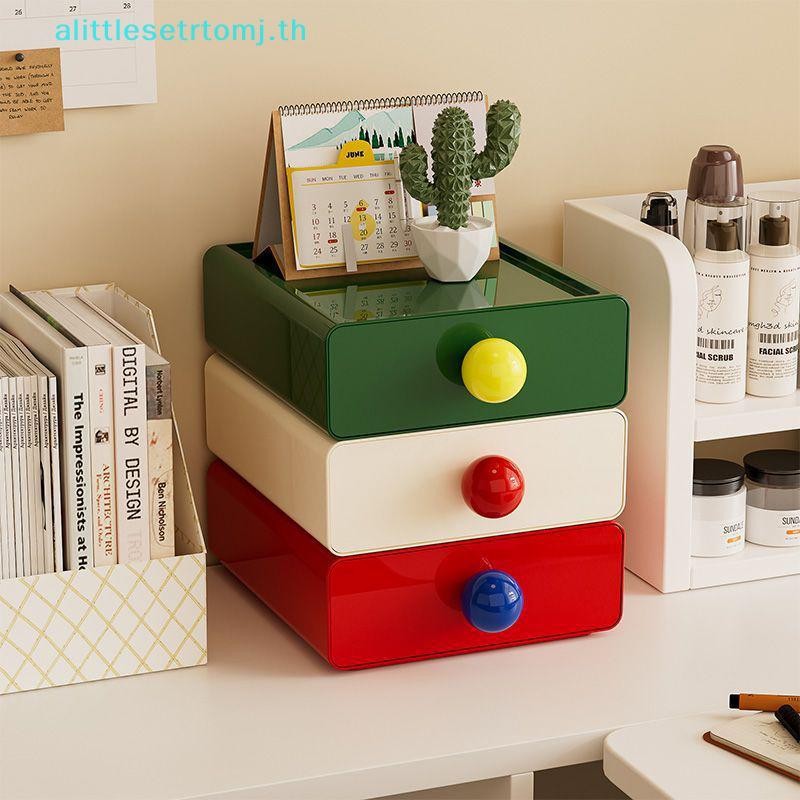 Alittlese Desktop Storage ลิ้นชัก Stackable Pull Out กล่องเก็บสี Contrast ลิ้นชัก Organizer สํานักงาน Sundries เครื่องเขียนกรณี TH