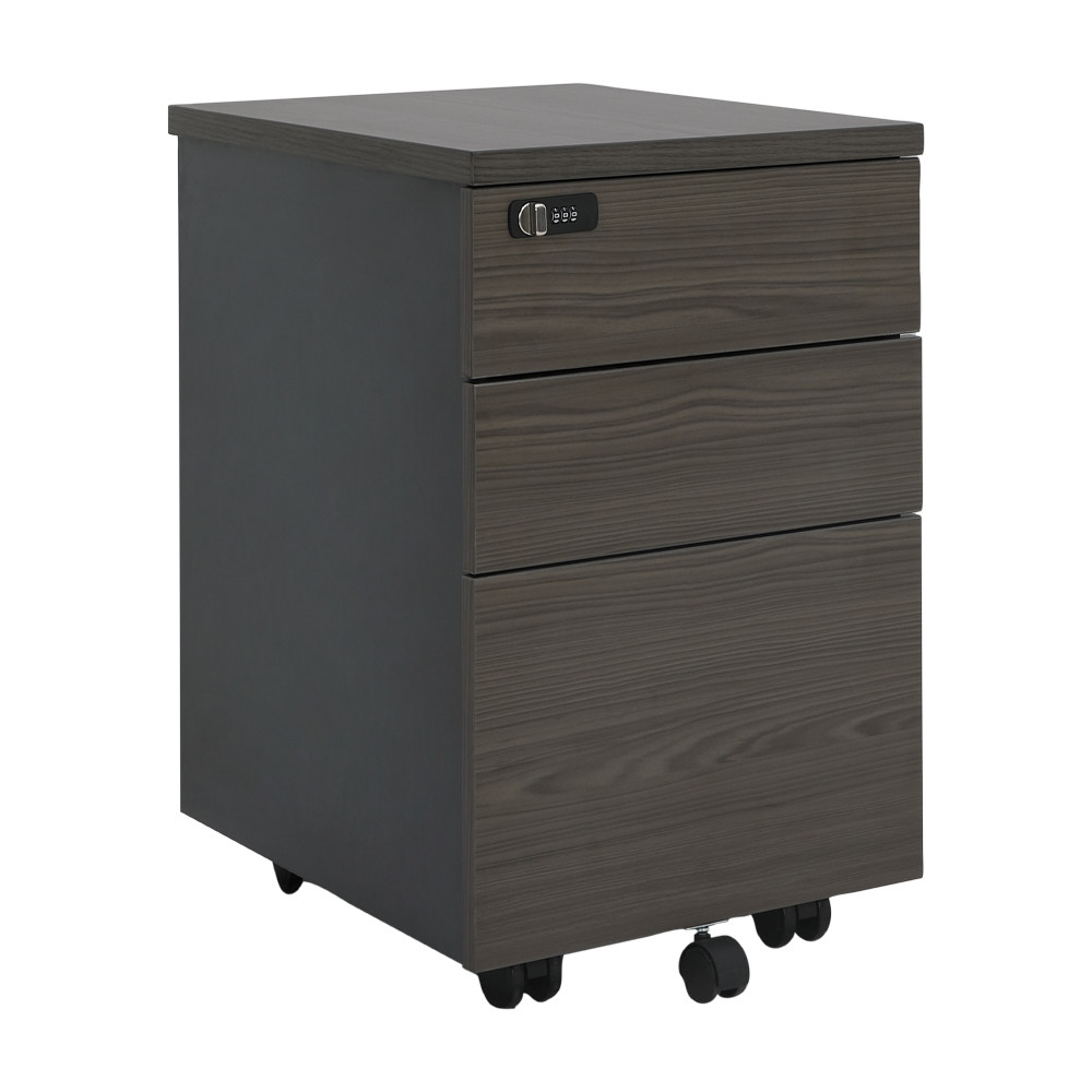 INDEX LIVING MALL ตู้สำนักงานล้อเลื่อน 3 ลิ้นชัก รุ่นแฟลร์ – สีมิตไนท์ โอ๊ค/เทา