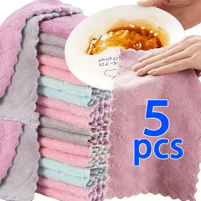 ผ้าขนหนูไมโครไฟเบอร์สองด้าน 1/5 ชิ้น / ผ้าทําความสะอาดกํามะหยี่ปะการัง / เศษผ้า สีน้ํามันไม่ติด
