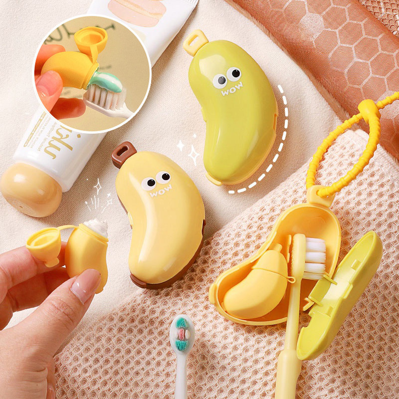 Banana ชุดกล่องแปรงสีฟันหัวแปรงสีฟันแบบพกพาและกล่องใส่ยาสีฟันอุปกรณ์สําหรับเดินทาง