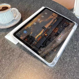 เคสสำหรับไอแพด รุ่นหลังใสขุ่น ใช้กับ ipad Gen 7/8/9 10.2 /Air4/5 10.9/10.5 Air1/2/3 9.7 Gen10 Pro 11 2024 มีช่องใส่ปากกา
