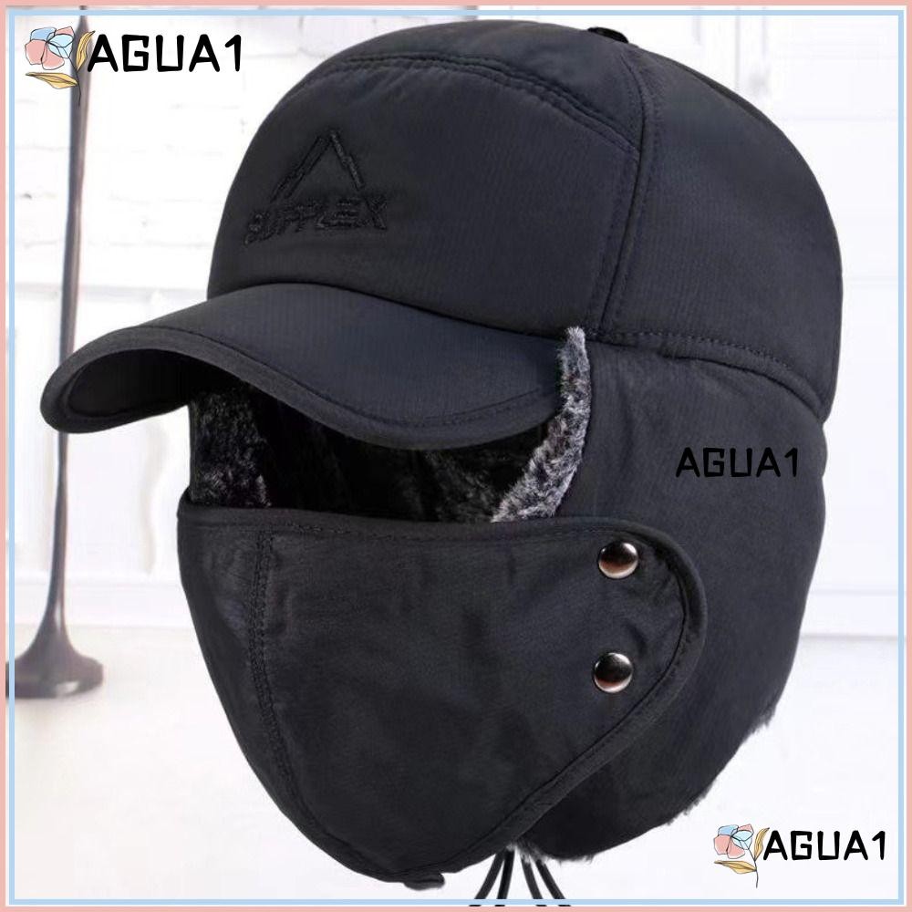 Agua1 หมวกฤดูหนาว, ผ้าฝ้ายกันลมหนาไหมพรม, คุณภาพสูงป้องกันหูฤดูหนาวสกีพร้อมที่ปิดหูหมวกหิมะอบอุ่นกลางแจ้ง