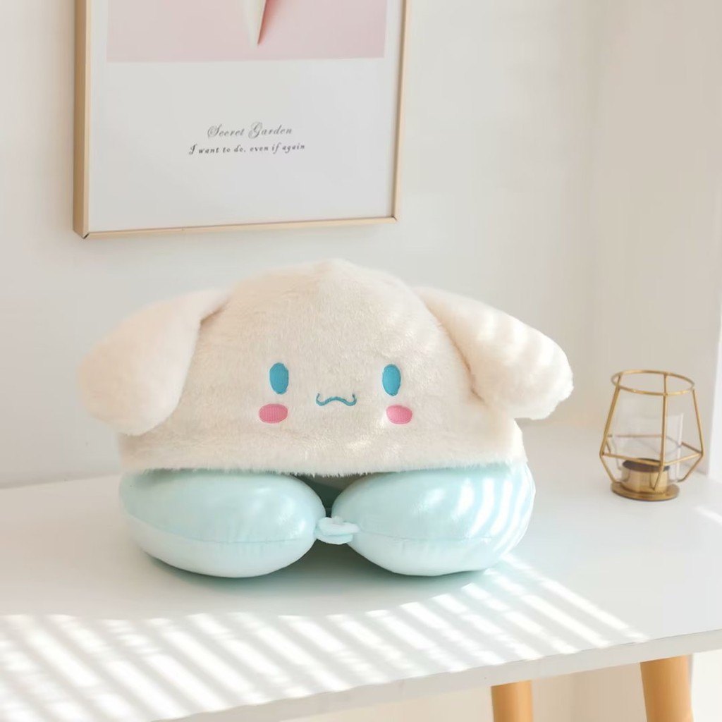 หมอนเดินทางคอ Kuromi My Melody Cinnamoroll พร้อมฮูด รองรับศีรษะรูปตัว U Pachacco PomPom Puri
