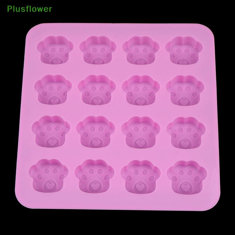 (Plusflower) 16holes Cute Pet Cat Dog Paws แม่พิมพ์ซิลิโคนคุกกี้ Mould DIY เค้กตกแต่งใหม่