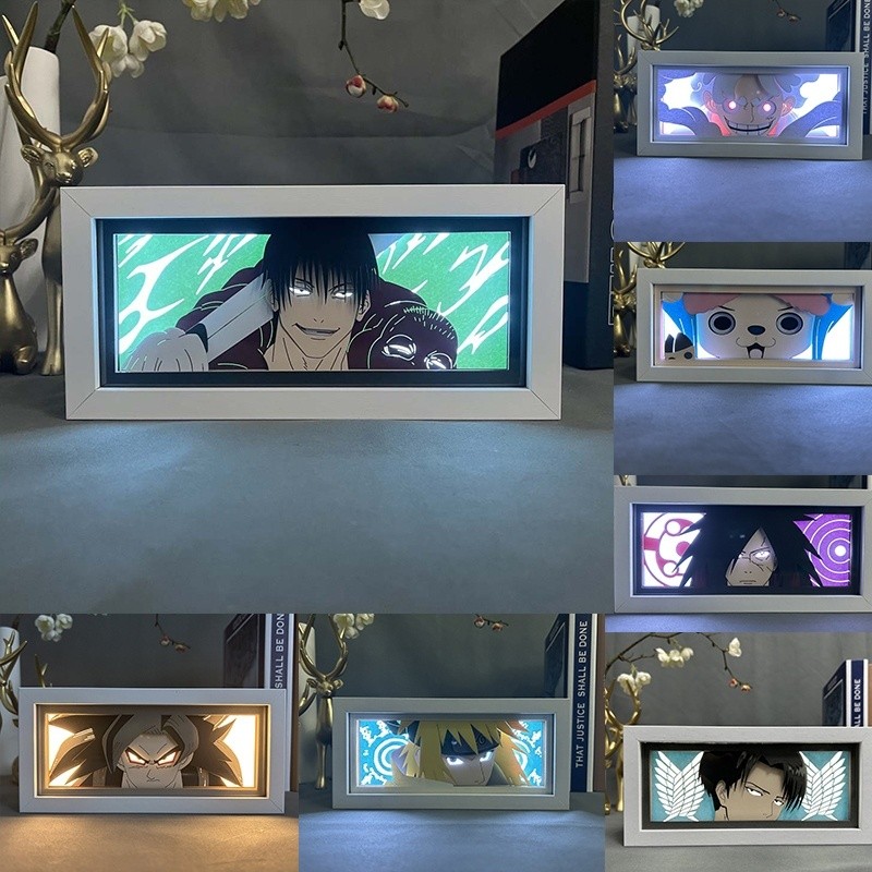 ใหม่ญี่ปุ่น 3D อะนิเมะกล่องไฟการ์ตูน one piece DRAGON BALL NARUTO jojo Genshin Impact chainsaw man Led กระดาษแกะสลักมังงะกล่องตกแต่งห้องนอนตารางสําหรับเด็กความแปลกใหม่